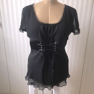 Fenomenon Corset ruffled black blouse Size S/M